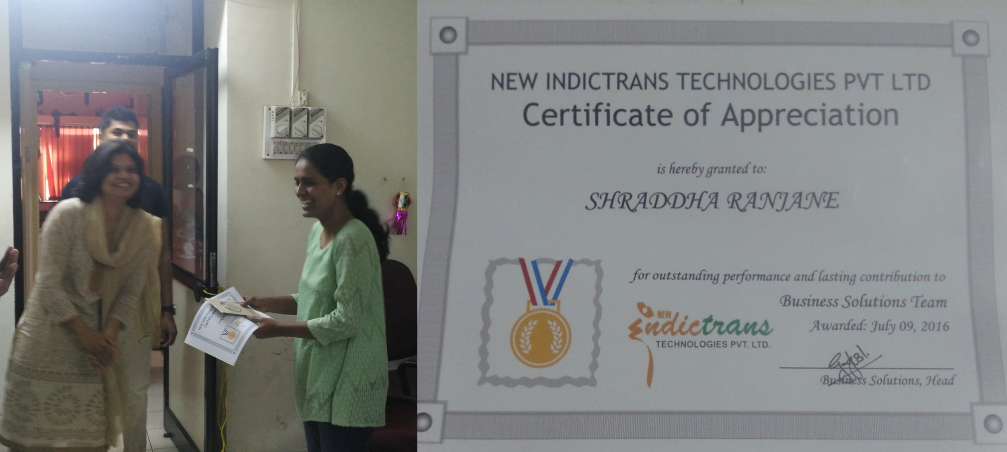 1st Award in Indictrans